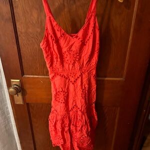 Coral eyelet sundress
